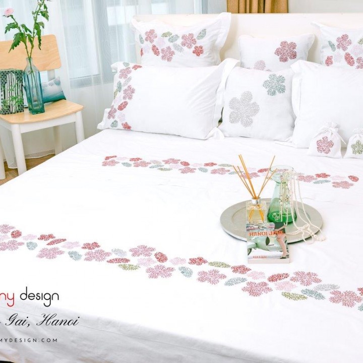 Vỏ chăn thêu pháo hoa cotton Anh cỡ Queen